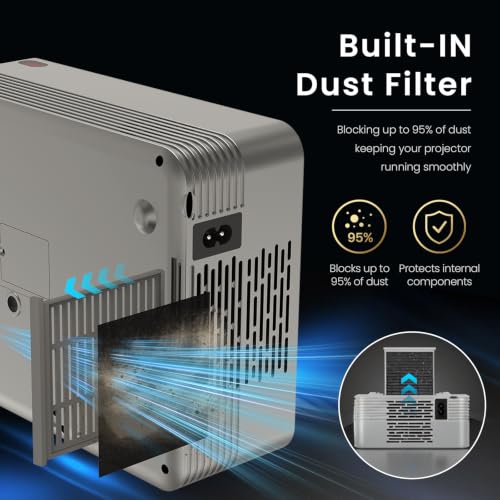 Image of Smart Projector with WiFi and Bluetooth, Native 1080P&4K /8K Support Mini Projector, Built-in 8W Speaker, 400Ansi Moive Projector for Bedroom, Outdoor, Home
