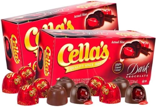 Cella's Milk Chocolate Covered Cherries, (2) 8 Ounce Boxes (Total 1 Pound)