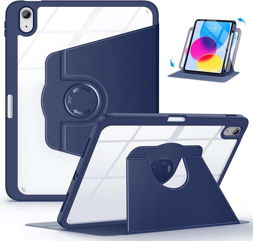 Robustrion Cover Case for iPad 10th Generation Cover [360 Rotation Cover Case] for iPad 10th Gen with Transparent Back for iPad 10th Generation Case with Pencil Holder with [Auto Sleep/Wake] - Blue (B0CD1ZWC87) Amazon Price History, Amazon Price Tracker