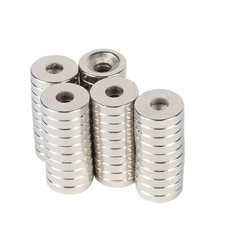 50pcs/Pack 12mm x3mm Hole 4mm Ring Rare Earth Countersunk Neodymium Magnets