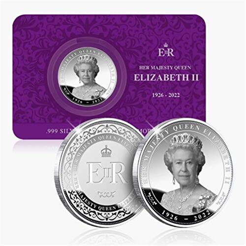 Queen Elizabeth II The Life of Her Majesty Mint Medallion Coins, 2022 Queen Elizabeth II Platinum Jubilee Monedas conmemorativas, Queen Elizabeth II The Royal Collectible Coin Souvenir Gift Home Decor Cover