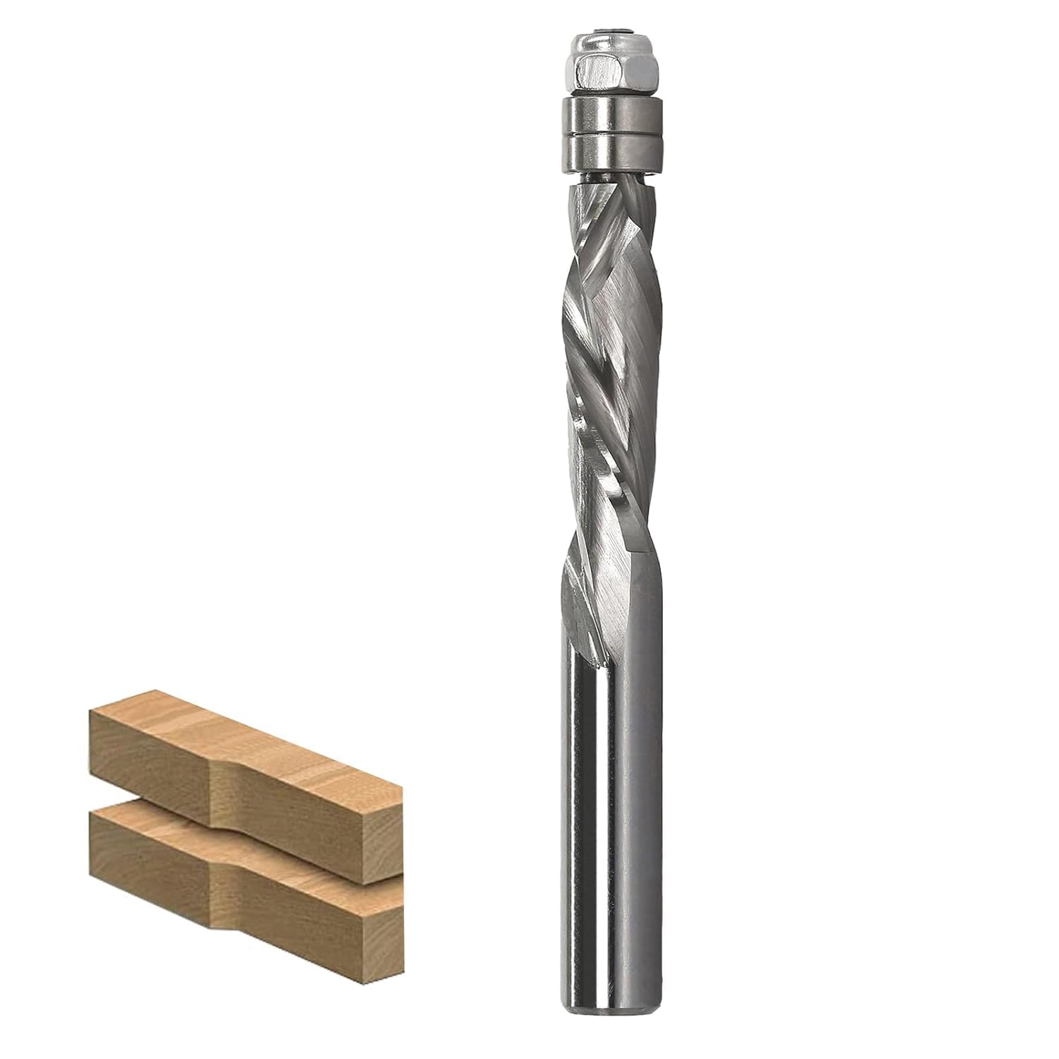 Fresa para rascar en espiral con vástago de 8 mm, fresa de carburo monobloque corte de compresión Up&Down, para trituradora, ranura en espiral, diámetro de corte 8 mm, longitud de corte 28,6