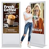 65 Inch 4K Touchscreen Digital Signage,Indoor Floor Standing Digital Kiosks & Interactive Displays,Commercial Advertising LCD Totem Android System Auto Media Player HDMI Input,Free Custom Logo,White