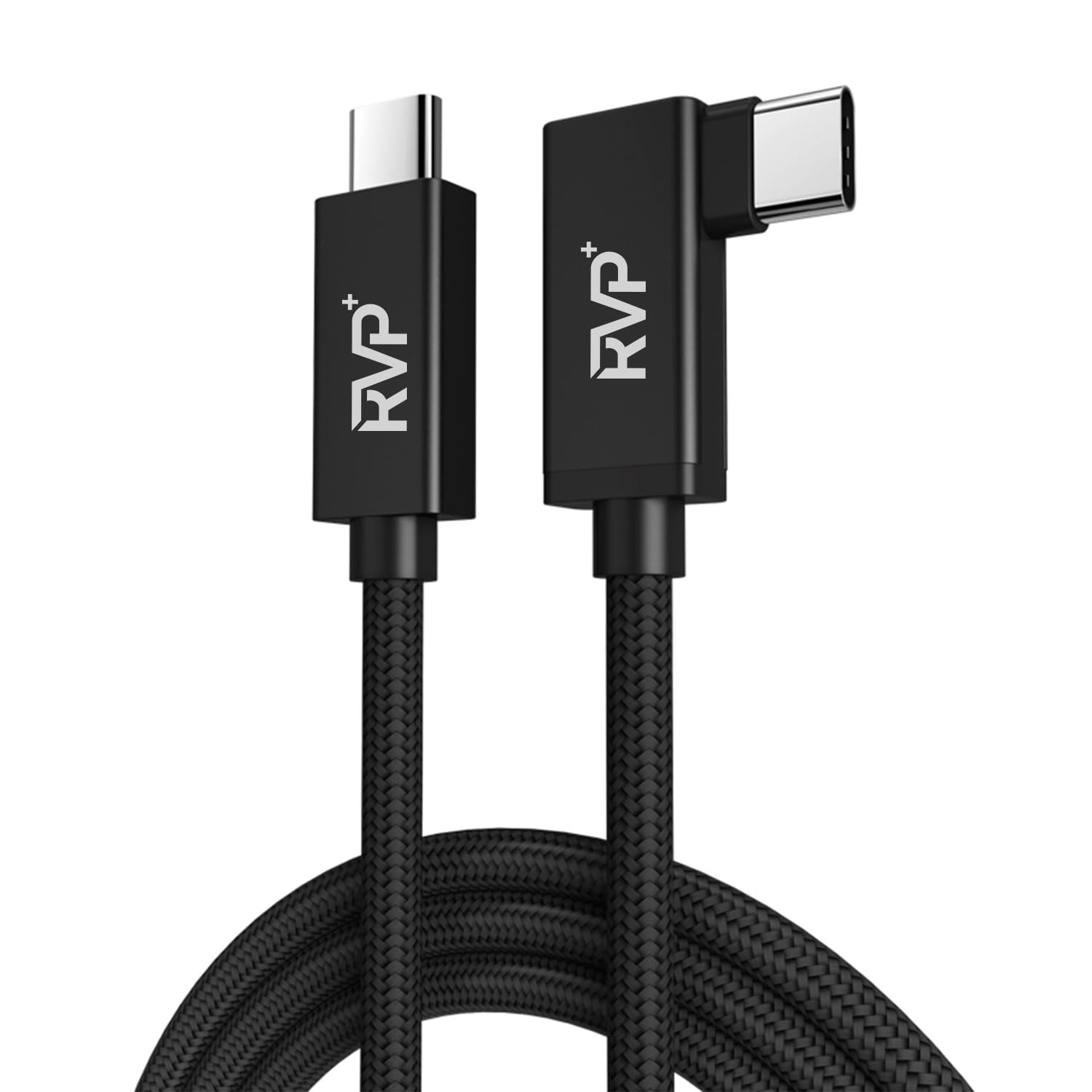 90 Degree USB C to USB C Cable (20Gbps, 2Pack, 9FT), 100W Right Angle USB C Charger, 4K Video Output with E-Marker for Thunderbolt 4/3 - Black