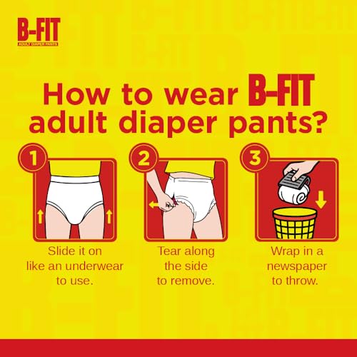 Image of B-Fit Regular Adult Diaper M Size Pants | 30 Count (Medium) | Waist 25 - 48 inch | Unisex | Leakproof | Even Absorption | Long Protection hours | Brief-Like Fit & Soft Elastic Waist