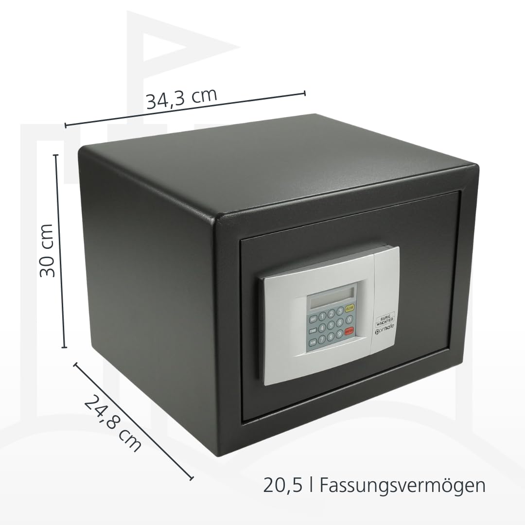 BURG-WÄCHTER Möbeltresor mit elektronischem Zahlenschloss, inkl. Fachboden, Doppelwandige Tür, 20,5 l, 14,5 kg, Point-Safe P 2 E, Schwarz