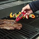 Escali Compact Portable Meat Candy Folding Digital Thermometer, Backlit Display Easy to Storage with Magnet, Red