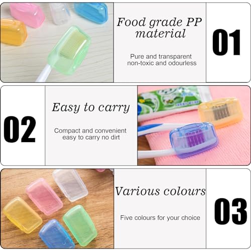 Roucerlin 100 Packs Toothbrush Covers Cap, Portable Travel Toothbrush Head Cover, Manual & Electric Protector Clip Case for Bathroom Camping Home Business Hotel Outdoor - Thumbnail 3