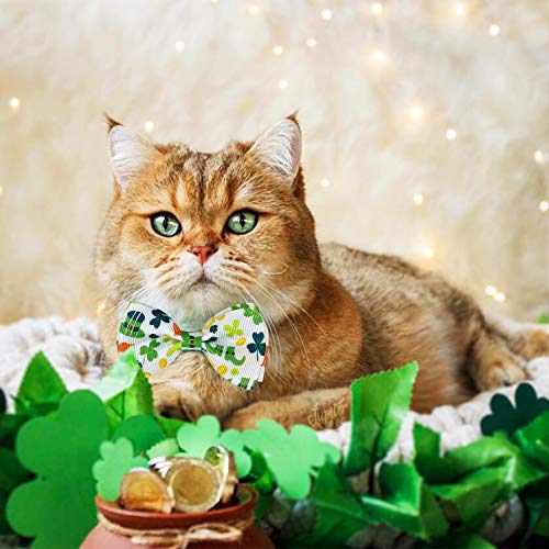 Pohshido St. Patrick's Cat Collar with Bow Tie and Bell, Kitty Kitten Breakaway Lucky Irish Shamrock Collar for Girls… - Image 7