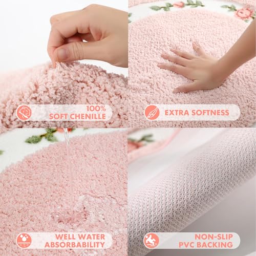 Tapete Ovalado Rosa Floral Ultra Suave miniatura 5