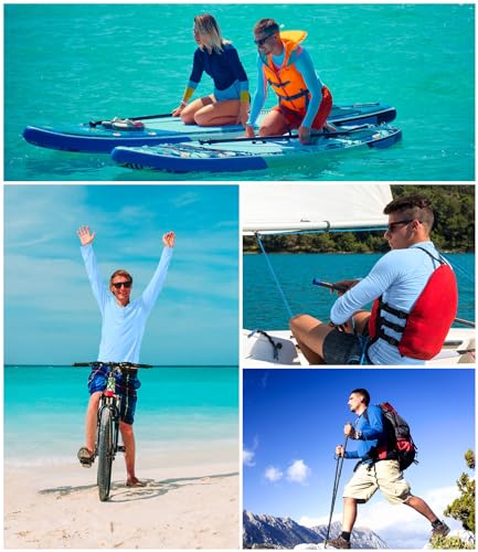 Kinglaman 4 Pack Men'S Long Sleeves Dry Fit Shirts, Upf 50+ Rash Guard Swim Spf Fishing Uv Sun Protection Shirts 1 Blue 1 Gray 1 Navy 1 Charcoal Large thumb #6