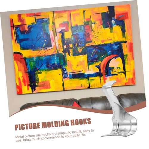 Image of ORFOFE 50pcs Heavy Duty Picture Rail Hooks Sturdy Picture Molding Hanging Hooks for Art Displays Easy Installation for Exhibitions and Home Decor