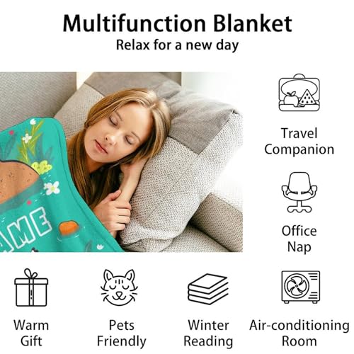 Custom Throw Blanket for Adults - 60x80 Inches Twin Size - Soft Fluffy Cozy Blankets Gift - Green Cute Blanket Throws for Bed, Sofa, Winter