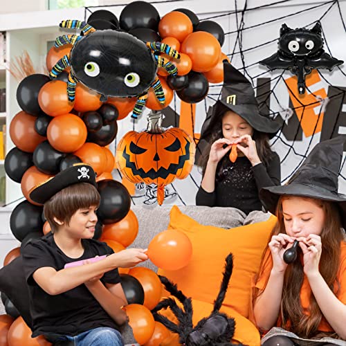 Halloween Balloons Arch Kit, Black Orange Halloween Balloons Garland Kit With Bat Foil Balloons Spider Pumpkin Skeleton Foil Balloon,Latex Balloons For Halloween Theme Party Supplies Decorations #TOP3