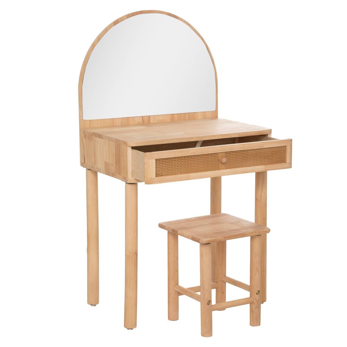 Atmosphera - Coiffeuse et Tabouret Enfant - hévéa et Verre