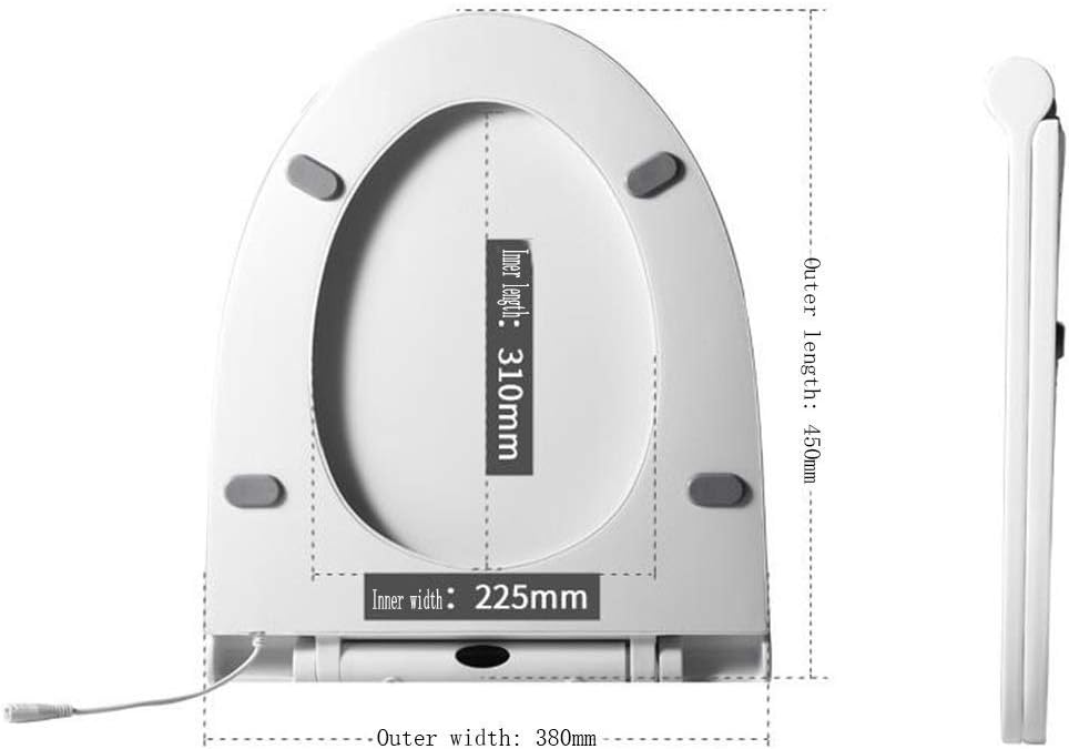 Toilet lid-Slim Zero-Non Electric Bidet Seat for Elongated, Nozzle, Nightlight, White
