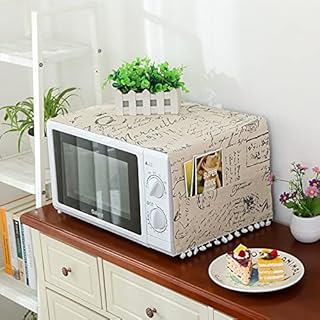 tooloflife Microwave Oven Dustproof cover, 35.43x11.81 inch Microwave Dust Cover Decorative Kitchen Appliance Cover with Side Storage Pockets