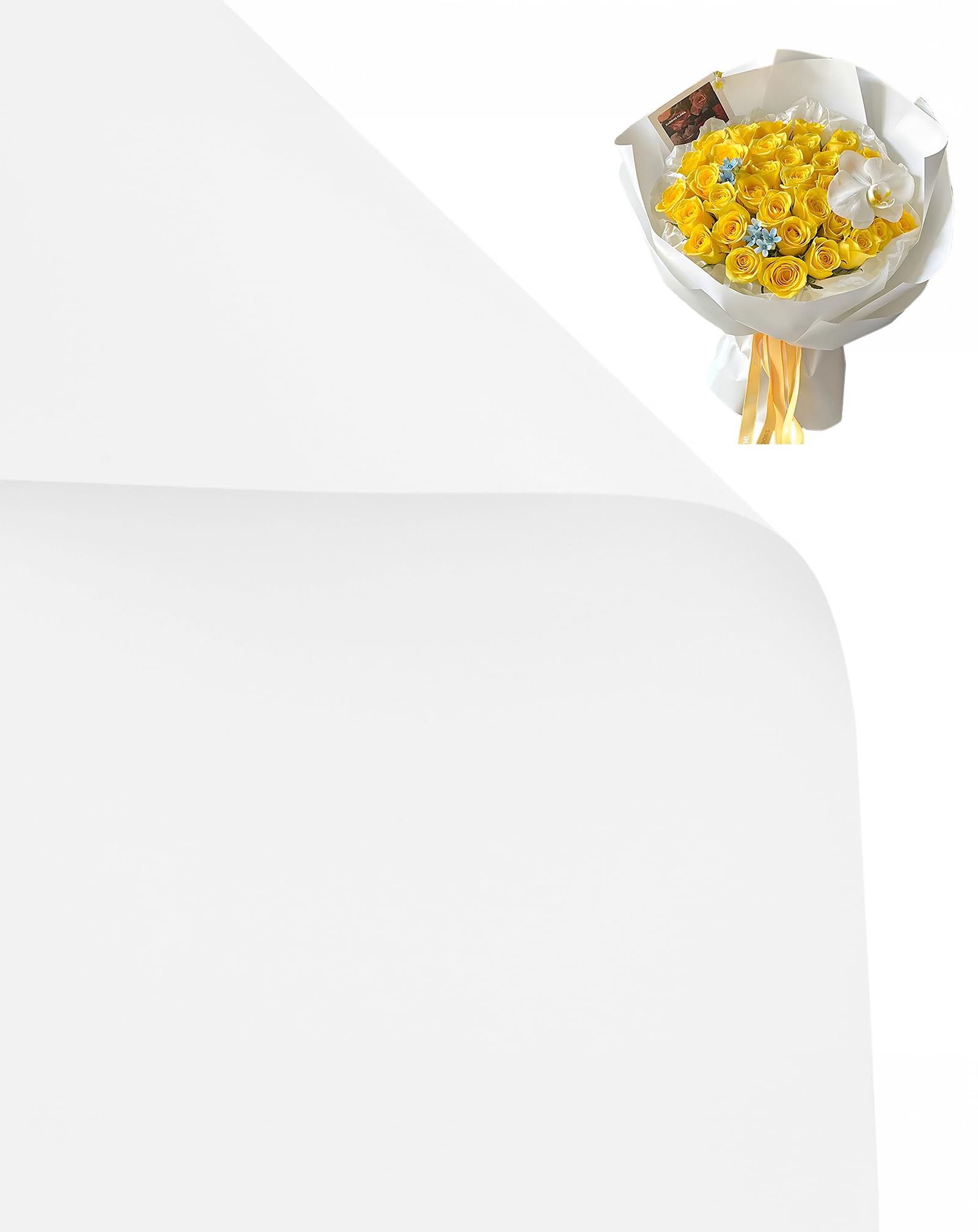 Matte Floral Wrapping Paper,40 Sheets of Korean Style Waterproof Bouquet Gift Wrap, Perfect for Fresh Flowers DIY Projects Birthday and Wedding Packaging, 17.7"x19.6" (White)
