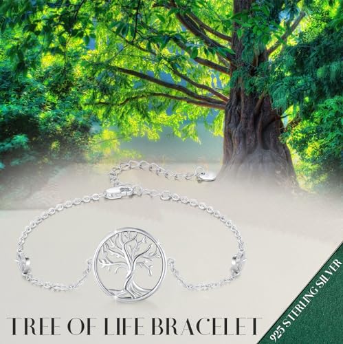 Tree of life Bracelets Sterling Silver Hypoallergenic Tiny Family Tree Good Luck Bracelet Jewelry for Mother4