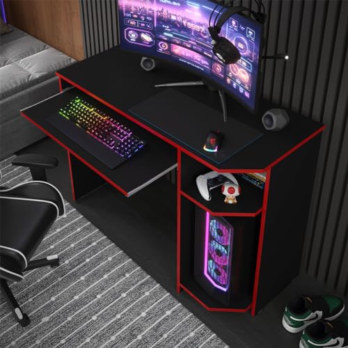 Mesa gamer escrivaninha para PC Gamer- Preta/Vermelha