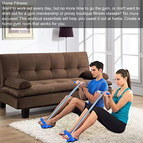 COVVY Elastic Sit Up Pull Rope Spring Tension Foot Pedal Abdomen Leg Exerciser Tummy Trimmer Equipment Bodybuilding Home Gym Arm Waist Sport Fitness Stretching Slimming Training (Blue)