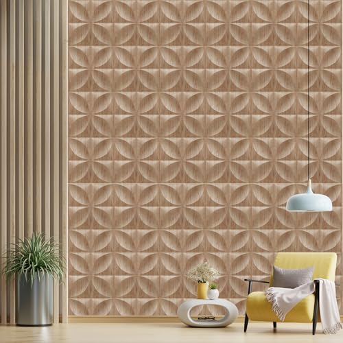 Image of Kayra Decor Wall Panels for Bedroom Butterfly Design Beech Wood Color 19.7 inch x 19.7 inch (Pack of 18) - Covers 48.51 Sq. Ft.