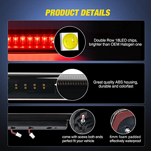 Image of Nilight Third Brake Light for Ford F-150 2009-2014, Smoked Lens