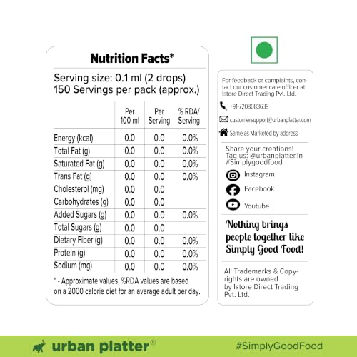 Image of Urban Platter Monk Fruit Sweetener Drops, 15ml (Zero Calorie | No Erythritol | No Bitter Aftertaste | For Tea, Coffee & Beverages)