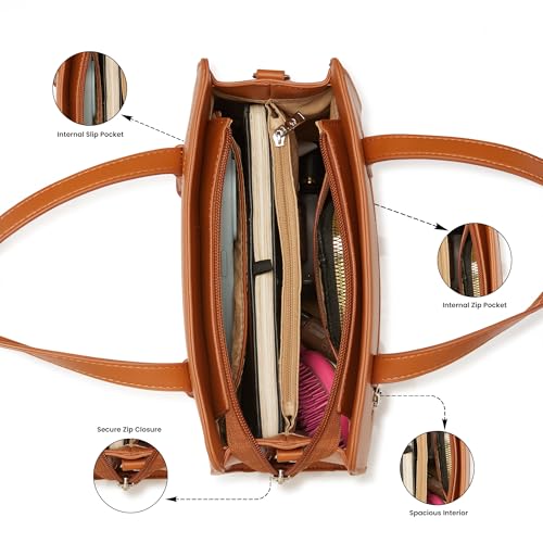 Image of Caprese Fiji Small Satchel Bag with Adjustable & Detachable Strap | Versatile Shoulder, Crossbody & Handheld Bag for Work, Travel, and Everyday Use, Spacious with Multiple Compartments
