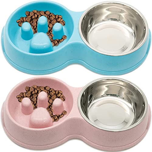 Camiter 2 Pièces Bol pour Animaux de Compagnie ,Chien Animaux Feeder Bol, Nourriture Humide et Sèche Bol pour Chats et Chiots, Gamelle Anti Glouton Chien Chat Antidérapant, Favorise Digestion Lente Cover