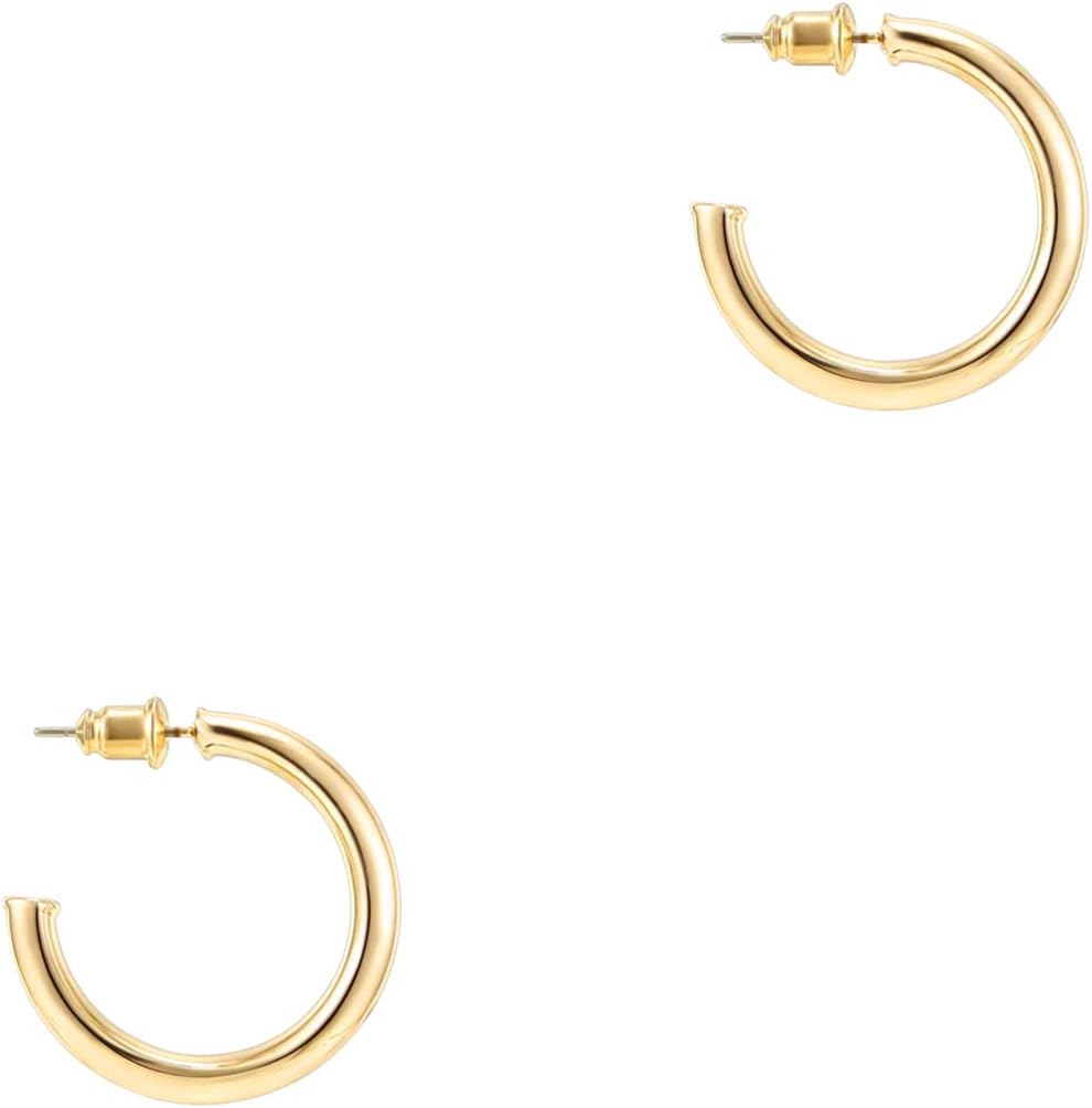 PAVOI Pendientes de aro chapados en oro de 14 quilates para mujer – Aros infinitos de 0.079 in de grosor – Juego de pendientes ligeros