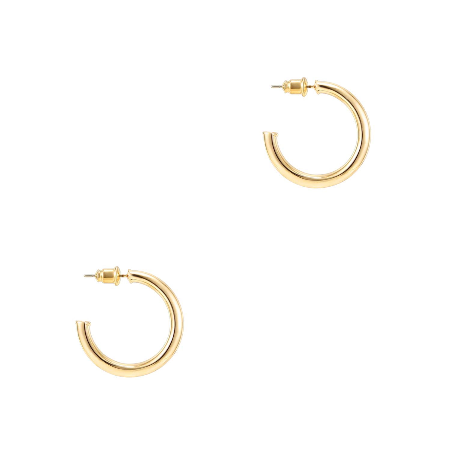 PAVOI 14K Gold Plated Hoop Earrings for Women - 2mm Thick Infinity Hoops - Lightweight Loop Earrings Set