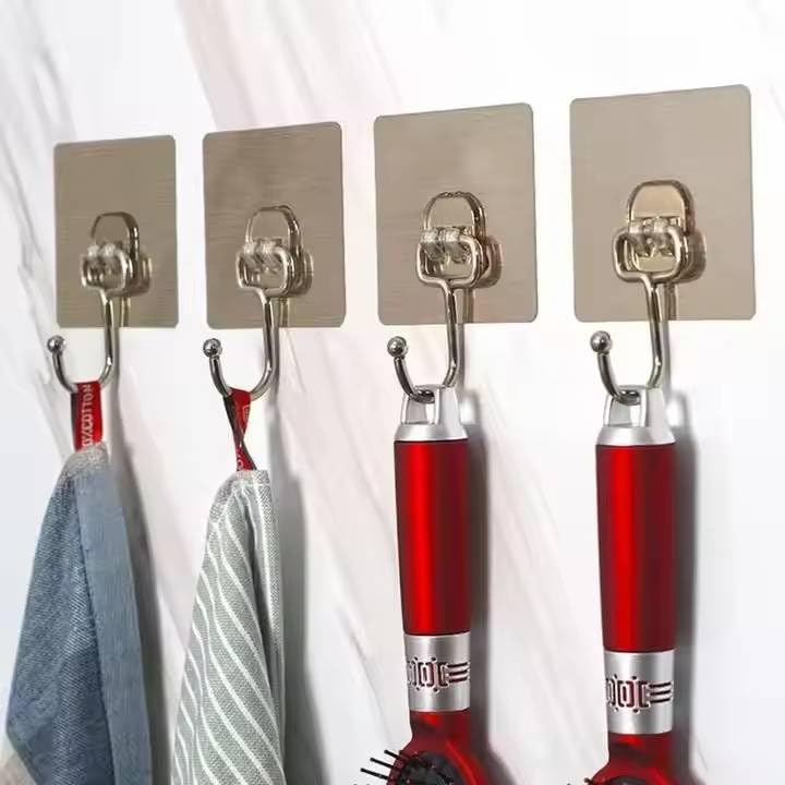 Image of Maxxic Labaratories (20 pcs) Self Adhesive Big Size Wall Hooks Heavy Duty for Hanging up to 10 kg | Nail Free Sticky Hooks for Wall Heavy Items Without Drilling, Transparent Wall Hanger Hook