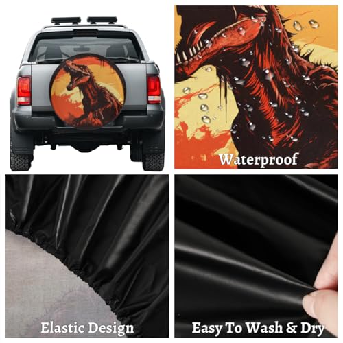 Image of Spare Tire Cover for RV Trailer, Dinosaur Ferocious Animal Tire Covers Universal Fit for Travel Trailer Camper Jeep RV SUV Truck Waterproof Wheel Cover (16 inch for Diameter 29 inch - 31 inch)