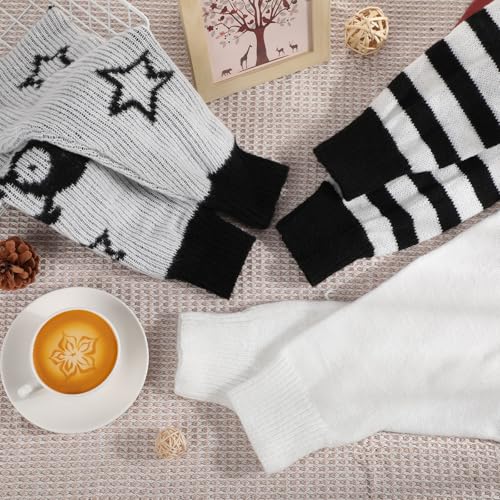 Image of 3 Pairs Women Leg Warmers Y2k Knitted Long Leg Warmers Halloween Gothic Lolita Accessories