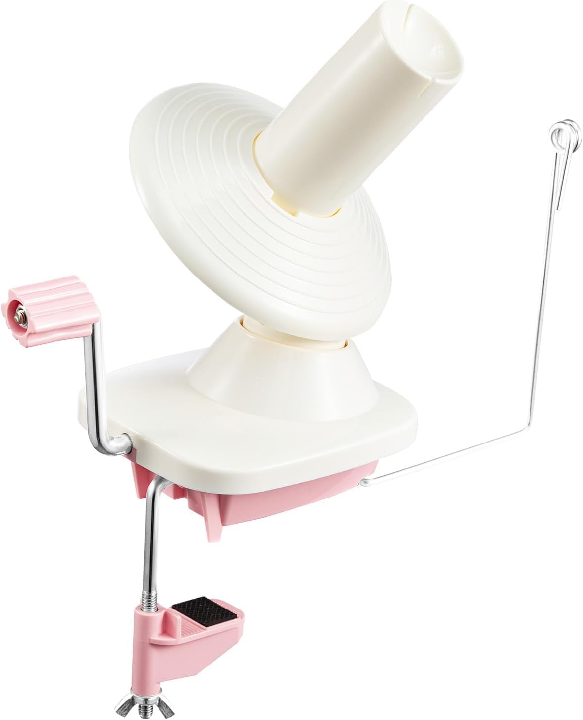 FERNVALE Hand Operated Yarn Ball Winder for Knitting & Crocheting, Portable Wool Winder Machine with Table Clamp, Easy Install Yarn Cake Spinner for Wool, Cotton & Acrylic Yarn (Pink)