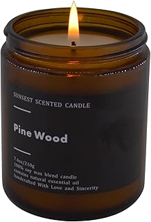 Scented Candle, Gifts for Women and Men, Pine Wood, Natural Soy Wax, Long Lasting, Stress Relief