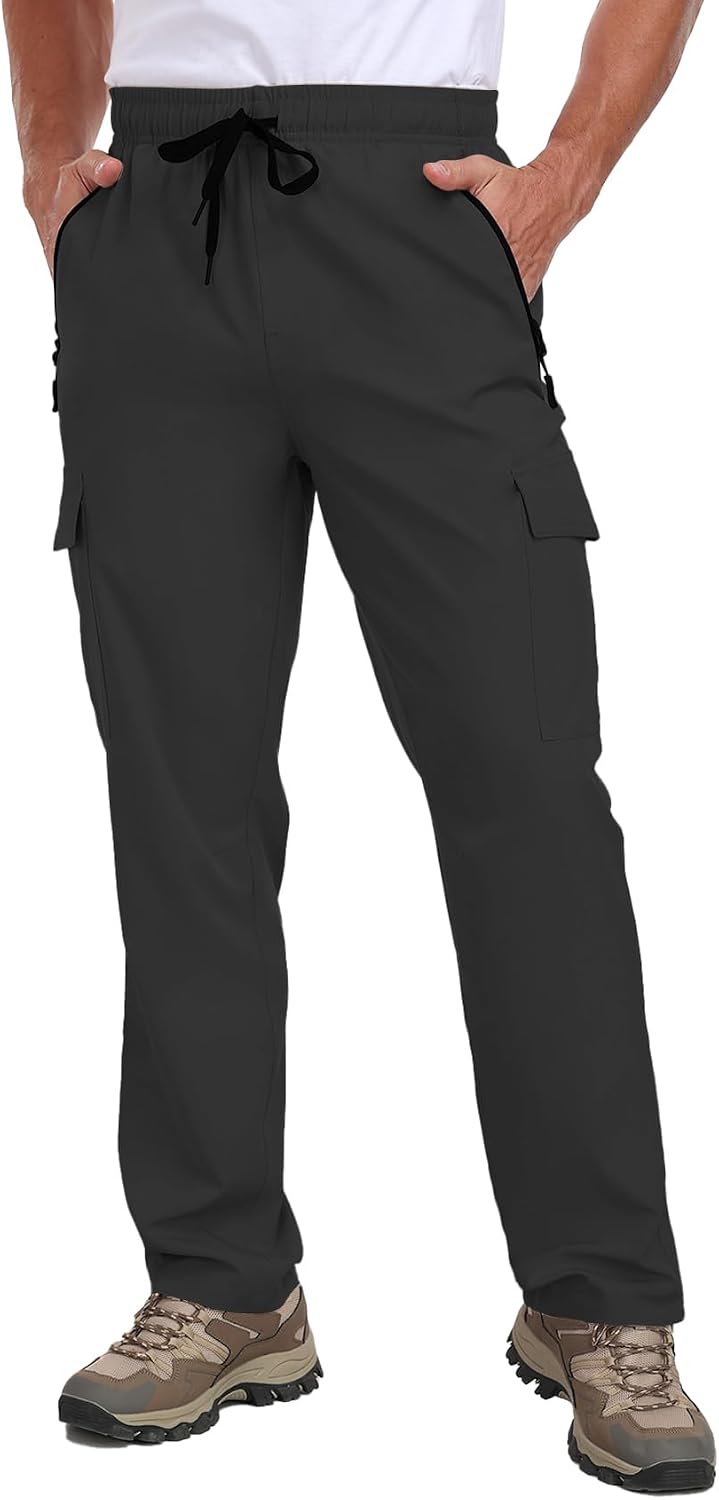 Men's Hiking Pants Water Resistant Lightweight Quick Dry Cargo Joggers for Workout Athletic Fishing HH24011