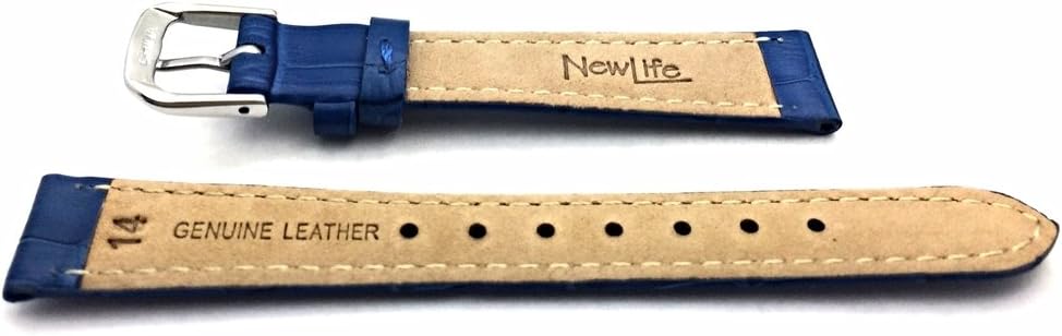 NewLife 14mm Royal Blue Genuine Leather Watchband | Alligator Crocodile Grain, Lightly Padded, Replacement Watchstrap that brings to Any Watch (Womens Standard Length)