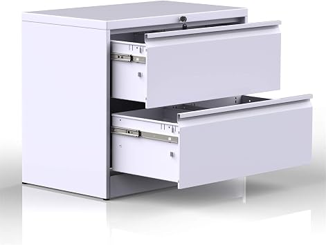 ModernLuxe File Cabinet, Black Lockable Heavy Duty Metal Lateral File Cabinet with 2 Drawers
