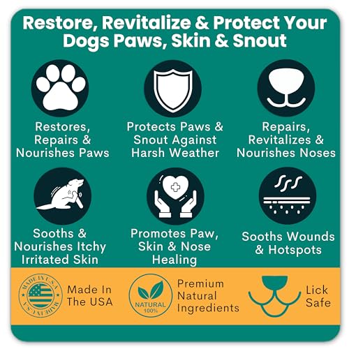 Trail Hound Dog Paw Balm – Natural Dog Paw Protector for Dry, Cracked Heels – Soothes Itchy Skin, Lick-Safe Paw Soother for Dogs – Nose Balm for Dry Snout & Paws, Softens & Repairs – 3oz