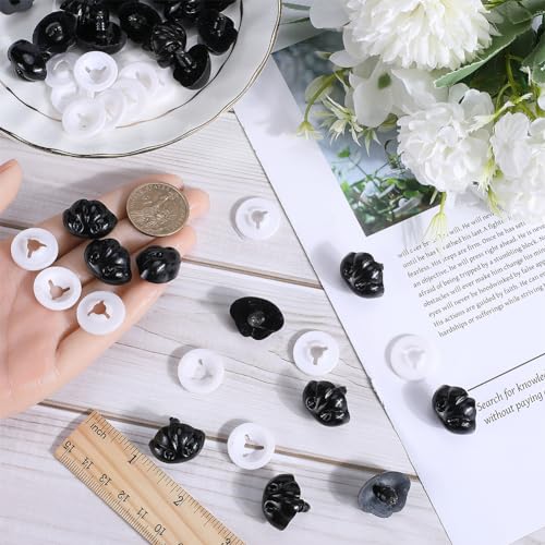 GORGECRAFT 1 Box 30Pcs Large Black Safety Noses Craft Plastic Screw Dog Nose with Washers 23mm Stuffed Animals Doll Noses Crochet Teddy Supplies for Amigurumi Plush Puppy Puppet Doll Making Accessory - Image 3