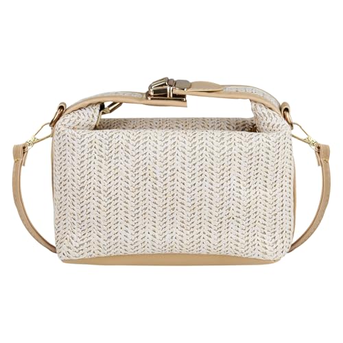 Andiker Straw Crossbody Bags for Women, Small Handbags Women with Detachable Adjustable Strap for Traveling Beach
