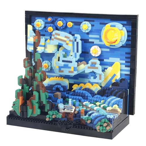 SAMYBLOCKS 2000+PCS Creative DIY Starry Night Micro mini Building Blocks,3D Painting Frame Wall Art Decoration Collection Construction,Best Gift for 14+ Boys Girls or Adults