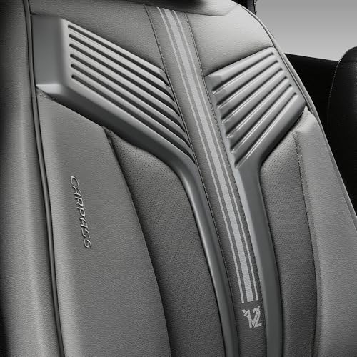 Image of CAR PASS Nappa Leather Seat Covers, Breathable Waterproof Car Seat Covers Full Set, Luxury Leather Front and Back Seats Full Coverage, Universal Fit SUV Pick-up Truck Sedan Automotive(Gray)
