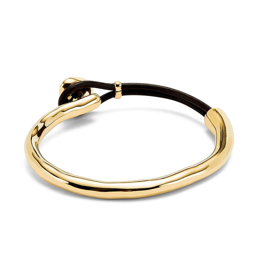 UNO de 50 | Pulsera Fina para Mujer | Cuero y Bañada en Oro de 18K | Cristal Facetado Multicolor | Talla M | Joya Artesanal | Hecho en España