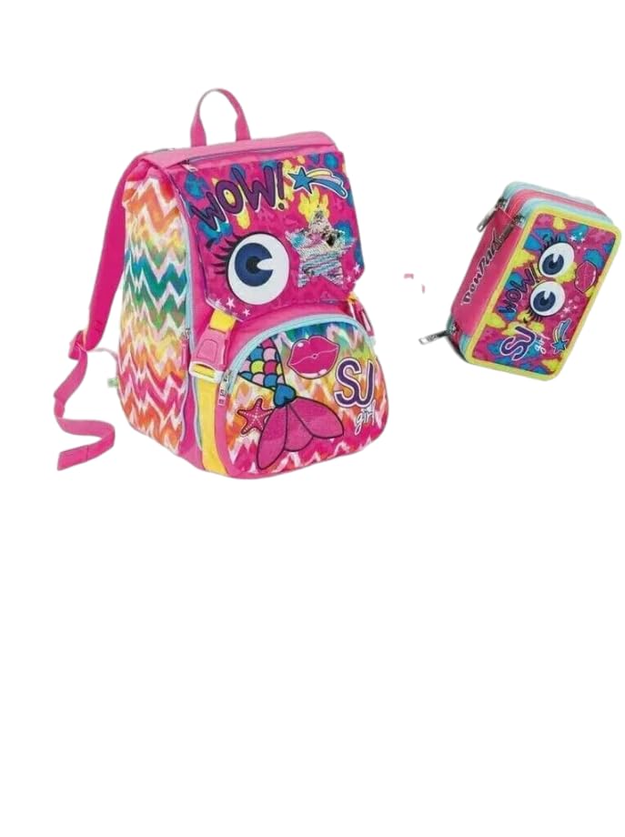 Set zaino doppio scomparto estensibile tramite zip laterali+ astuccio 3 scomparti attrezzato