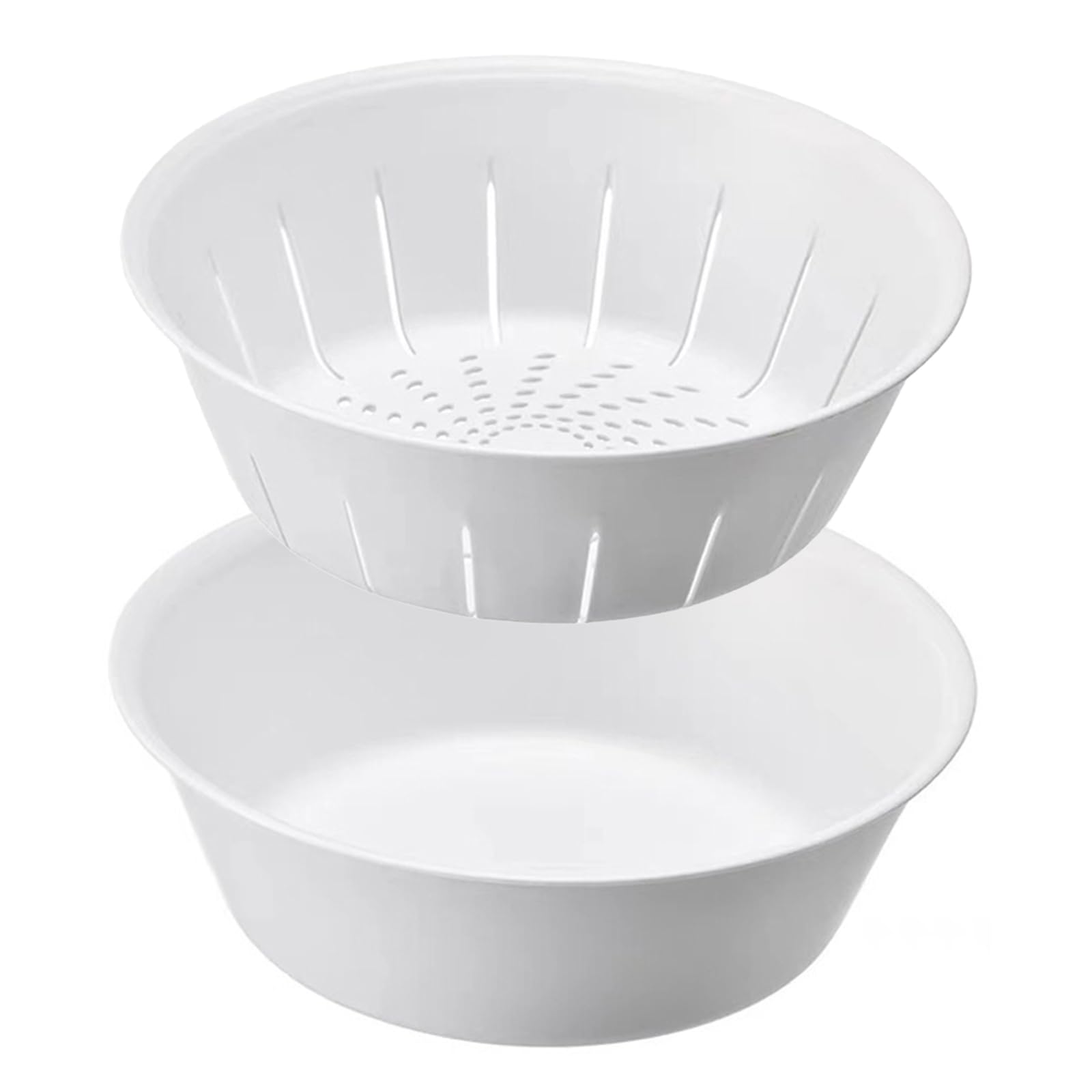 Kitchen Colander Set 6.5 Quart Fruits Vegetables Washing Bowl, 2 in 1 Double Layered Plastic Food Strainer Basket for Spaghetti, Berry, Salads, Pasta, BPA-Free