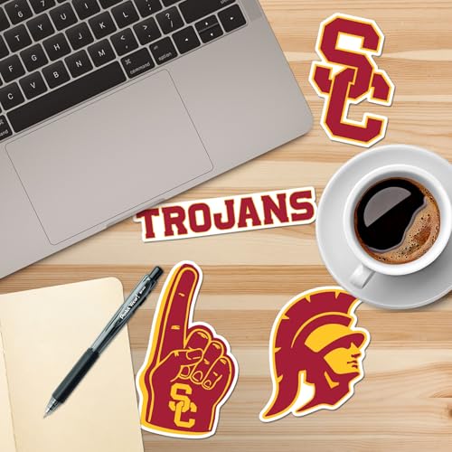 Image of University of Southern California USC 8ct Premium Vinyl Large Sticker Pack for Laptop Water Bottle Tablet Scrapbooking Skateboard Indoor Outdoor Decals