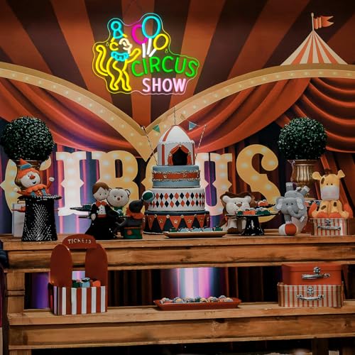 Image of Lucunstar Monkey Neon Sign LED Circus Sign with Clown and Balloons for Theme Park LED Carnival Decor for Play Restaurant College Room Neon Light Animal Gifts for Circus Fans Teens